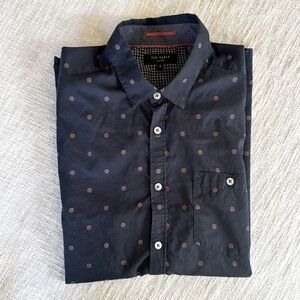 Ted Baker London Men's Short Sleeve Button-Down Shirt Navy Floral Size 4 (L)‎